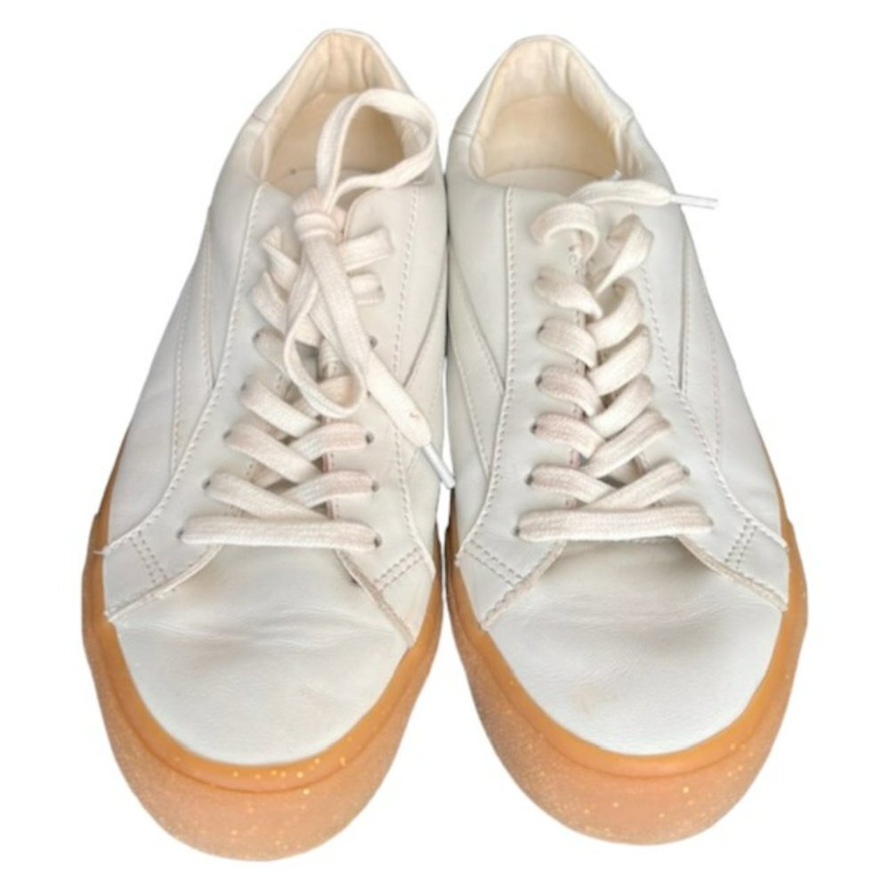 Madewell Low Sidewalk Leather Sneakers Glitter Gum Sole - White - 9.5 - Picture 2 of 10
